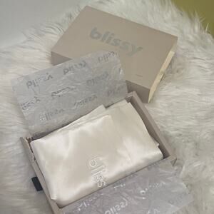 Blissy 100% Mulberry Silk ONE KING Pillowcase Off White NEW IN DAMAGED BOX